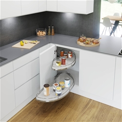 Vauth-Sagel Eckschrankauszug, Cornerstone, Maxx, Tablar Set, Premea, weiß chrom, rechts K500, bis zu 25 kg pro Tablar Nr. 90007773