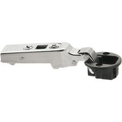 Blum CLIP top Glastürscharnier 94°, Eckanschlag, mit Feder, Topf: Schrauben, Topf-Ø=26mm, vernickelt (VE:50) Nr. 75T4100