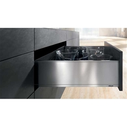 Blum Legrabox pure Schublade K=128,3mm, mit Blumotion S (TIP-ON BlumOTION), 40 Kg, oriongrau, NL: 500mm Lieferumfang: Korpusschiene, für TOB geeignet, Zargenset, RW-Halter, (Frontbef. separat bestellen!)