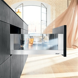 Blum Legrabox free Schubkasten C=177mm, Blumotion S (TIP-ON BlumOTION), 70kg, oriongrau matt, NL: 500mm, Lieferumfang: Korpusschiene, Zargen, RW-Halter (Frontbefestigung, separat bestellen!)