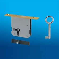 JuNie Riegelschloss 0663 D: 45mm Messing (rechts, links & unten) Bart 8x6mm IC-Schließung Nr. 0663.45001