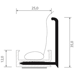 Anschlussprofil 267 K 446 6062 36mm (a 6,00 Meter) foliert, zweiteilig, mit Compriband, 446 6062 Jet Black Matt [145]