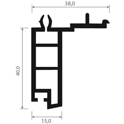 Fensterbankanschlussprofil Schüco 392 K 3905 40mm (a 6,00 Meter) foliert, 70 3905-167 Quarzgrau [64]