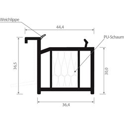 Fensterbankanschlussprofil Veka 357 Rb ISO 30mm (a 6,50 Meter) Rb, mit WL, ausgeschäumt, VE: 65 m
