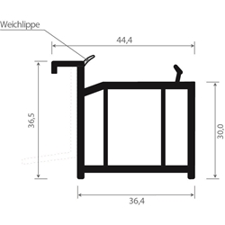 Fensterbankanschlussprofil Veka 357 Rb L 30mm (a 6,50 Meter) Rb, mit WL Lose
