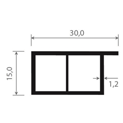 Kammerprofil 272 K 456 5057 30x15mm (a 6,00 Meter) foliert, mit Nase, 456 5057 Brillantweiß [132]