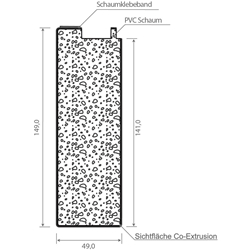 Profine-Bodeneinstand 15050 06-2 150mm SK (a 6,50 Meter) Weiß, 149x49mm PVC Schaum für 76er u. 88er Nutzhöhe: ca. 141mm