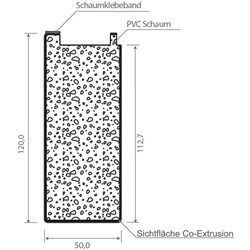 Rehau-Bodeneinstand 12050 05 120mm SK (a 6,50 Meter) Weiß, 120x50mm PVC Schaum für 70er u. 80er u. 86er Nutzhöhe: ca. 112,7mm