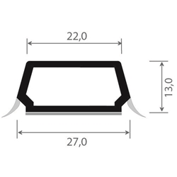 Trapez-Sprosse 078650 g 03 K PX 7905 27mm SK (a 6,00 Meter) foliert, mit zwei Lichtgrauen WeichlippenPX 7905 Cremeweiß [76]