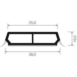 Trapez-Sprosse 078655 K 436 2035 38mm SK (a 6,00 Meter) foliert, mit zwei schwarzen Weichlippen, 436 2035 Nussbaum Terra [104]