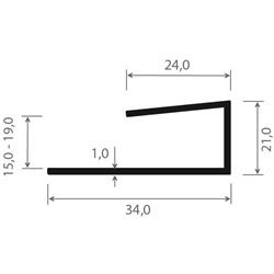 U-Profil 021 K 992505 44x21x24mm (a 6,00 Meter) foliert, 992505-167 Monumentengrün [74]