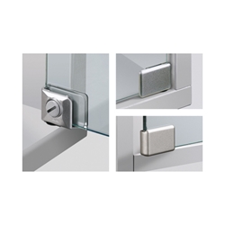 Hettich Glastürscharnier, für einliegende Türen, 105° ET 150, 20870, Zinkdruckguss matt vernickelt TS max. 5,2mm