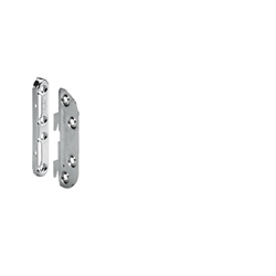 Hettich Bett-Verbindungsbeschlag, mit 2 Haken 25185, zum Einhängen, Stahl verzinkt, Seitenteil B37,5xL100mm, Kopf/Fußteil B15xL100mm