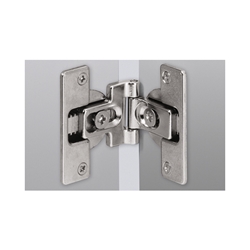 Hettich Mittelscharnier, TS 15mm, 180° T22 46787, Zinkdruckguss, silber, vernickelt Drehpunktversatz 0-6mm, Türversprung 0-12mm