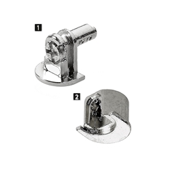 Hettich Bodenträger, Schnellmontageverriegelung, Zapfen Ø 5mm Alfa Stop, 9131206, Zinkdruckguss vernickelt Bohr Ø 18mm, Zapfenlänge 10mm