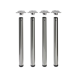 Hettich Tischbeinset, Ø 60x710mm, Stahl Efua 70134, chrom hochglanz, belastbar je Stk. 150kg, Höhenverstellung 30mm