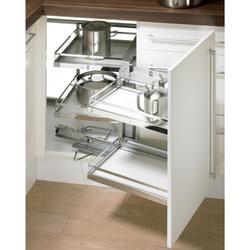 Hettich Küchenunterschrank-Eckschrankdrehauszug, mit Dämpfung rs Moving Corner 73505, Stahl silber KB 900-1000mm