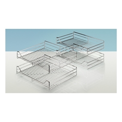 Hettich Eckschrankdrehauszug-Einhängekörbe, Stahl Moving Corner 73506 verchromt Türbreite min. 450mm, Türbreite max. 600mm, Anzahl je Set 4 St.