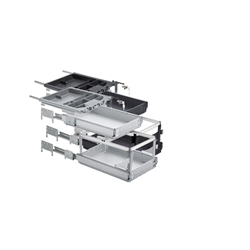 Hettich Büromöbel-Container-Set, mit Voll- u. Überauszug Systema Top 2000 46746, schwarz Einbaubreite 392mm, Mindesteinbautiefe 730mm