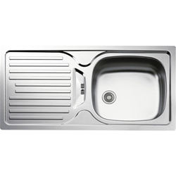 TEKA Einbauspüle Konfor 860 1B 1D BA, Becken, Abtropffläche Edelstahl poliert, 860x440 mm, Ab- und Überlaufgarnitur 3½ Zoll, Körbchenventil mit Siphon, 45er Unterschrank, ohne Hahnbohrungen Nr. 195120000