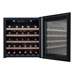 Amica Einbau-Weintemperierschrank, X-type Design Design, schwarz, max. Anzahl Bordeauxflaschen (0,75 l): 40, Energieeffizienzklasse G, Nr. WK 341 210 S