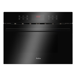 Amica Kompakt-Einbaubackofen mit Mikrowellenfunktion, X-type Design, schwarz, Edelstahl Garraum, 44 Liter EBC 841 600 S