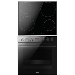 Amica Herd-Set, Induktionskochfeld, X-type Design, schwarz, SensorControl Timer rot, XXL, 9 Funktionen, Umluft, CoolDoor3, Edelstahlrahmen, 77 Liter, Energieeffizienzklasse A, 600x560x560mm Nr. EHIX 933 133 S