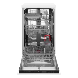 Amica Einbau-Geschirrspüler, vollintegriert, 45cm, schwarz, 10 Maßgedecke, 6 Spülprogramme, 5 Temperaturen, Energieeffizienzklasse D, 10 Maßgedecke, 6 Programme, mit Automatikprogramm, Wasserverbrauch pro Spülgang: 8,5 Liter, BlueDot Spot auf dem Boden, OpenDry Türöffnung nach Programmende, Aqua Spray = 3 Sprüharme für größte Sauberkeit auf allen Ebenen, Startzeitvorwahl, Zonenspülen, Aquastopp, K