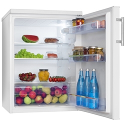 Amica Vollraum-Kühlschrank, 85cm Höhe, weiß, Energieeffizienzklasse E, Nutzinhalt total: 156 Liter, Kühlen: 156 Liter, Kühlen: Abtauung automatisch, 2 Glasablagen, 1 Stück Gemüseschublade, 3 Stück Türablagen, LED-Beleuchtung, abnehmbarer Deckel, LED-Beleuchtung im Kühlbereich, HxBxT 850x600x648mm Nr. VKS 15917 W