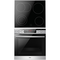 Amica Herd-Set, Glaskeramik-Kochfeld/Edelstahlrahmen, X-type, Edelstahl, 77l XXL, Window-Timer, MF9, 1fach-Auszug, Energieeffizienzklasse A, Backofenfunktionen, versenkbare Knebel, 1fach Teleskopauszüge 1 x 75 %, CoolDoor3 (Leichtreinigungstür) Halogenbeleuchtung, Glaskeramik-Kochfeld, 4 TopSpeed Kochzonen, mit Zweikreis-Zone, Bräter-Zone, Zubehör: 1 Backblech, 1 Grillrost Nr. EHCX 933 600 E