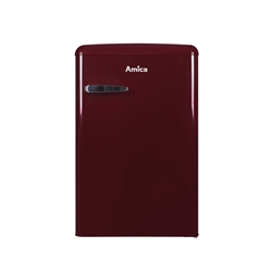 Amica Kühlschrank mit Gefrierfach im Retro Design, 88 cm Höhe, wine red, Energieeffizienzklasse, Energieverbrauch: pro Jahr 137 kWh, Nutzinhalt total: 108, Kühlen: 95, Gefrieren: 13 Kühlen: Abtauung automatisch, 1 Glasablage, 1x Gemüseschublade, 3x Türablagen, LED-Beleuchtung, Gefrieren: Abtauung manuell, 1x Gefrierfächer mit Klappe Nr. KS 15611 R