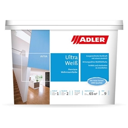 Adler Aviva Terra Ultra-Weiß Premium-Wohnraumfarbe stumpfmatt à 1Liter Nr. 402405006311