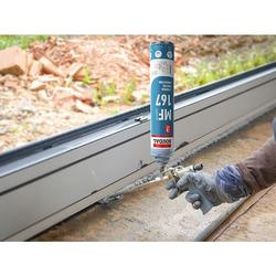 Soudal 2-Ebenen-Pistolenschaum MF167 (für die Fensterabdichtung Mitte/Innen), Dose a 750ml, mit Click \u0026 Fix Bajonetverschluss, SWS-System Nr. 168092