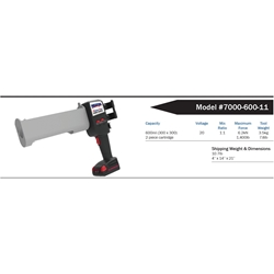 Innotec Powerpush 7000-600-11 20V Akku-Pistole mit Dosierfunktion, für bis 600ml Side by Side-Kartuschen, MV= 1:1, Druckkraft 6,2kn, inkl. Akku und Ladegerät Nr. PP5008