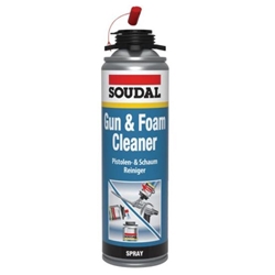 Soudal Aceton-PU-Pistolenreiniger mit Spray-Aufsatz zur kompletten Schaumpistolenreinigung, entfernt frischen PU-Schaum, 500ml Spraydose Nr. 106310