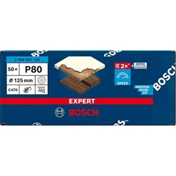 Bosch EXPERT C470 Schleifpapier, Mehrloch, für Exzenterschleifer, 125mm, K 80, 50-tlg. Nr. 2608901126