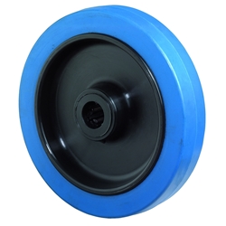 Rad, Rad Ø 160mm, Elastik-Reifen blau, Radb. 42mm, Nabenl. 60mm, Rollenlager, Radk. Kunststoff, Tragkr. 300kg Nr. B61.160