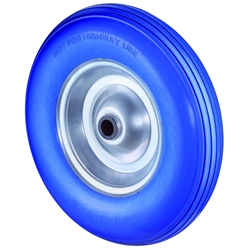 Luftrad, Rad Ø 400mm, Polyurethan blau, Radb. 100mm, Nabenl. 75mm, Rollenlager, Radk. Stahl, Tragkr. 200kg, Rillenprofil Nr. C91.400