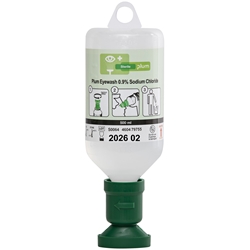 Plum 4604 Augenspülflasche 500ml mit steriler Natriumchloridlösung (0,9%) zum Ausspülen von Fremdkörpern (z.B. Staub, Schmutz, Splitter u.a.), mit ergonomisch geformter Augenschale und Staubkappe, zur Nachfüllung der Stationen oder zum Einzeleinsatz geeignet, gemäß DIN EN 15154-4, ungeöffnet 3 Jahre haltbar