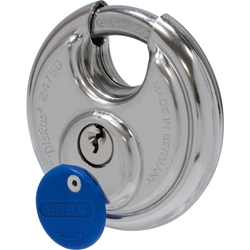Abus Vorhangschloss,Diskus 24IB/60 Lock-Tag 2 Profilschlüssel, edelstahl Gehäuseb. 60mm,Gehäuset. 26mm,H 60mm, verschiedenschließend Nr. 81693