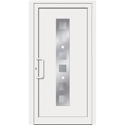 Alu Füllung 820232 Maß: 900x2000x28mm Außen: Ornamentik Edelstahl Innen: Glasrahmen Edelstahl Glas: Ornament ähnlich Chinchilla weiß 1.1 UG Farbe: RAL9016 weiß