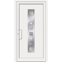 PVC Füllung 820241 Maß: 1000x2000x28mm Außen: Ornamentik Edelstahl Innen: Glasrahmen Edelstahl Glas: Ornament ähnlich Chinchilla weiß 1.1 UG Farbe: RAL9016 weiß