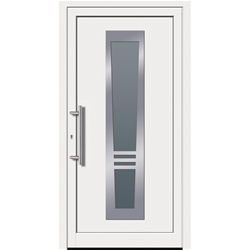 PVC Füllung 820244 Maß: 1000x2000x28mm Außen: Ornamentik Edelstahl Innen: Glasrahmen Edelstahl Glas: Ornament ähnlich Chinchilla weiß 1.1 UG Farbe: RAL9016 weiß