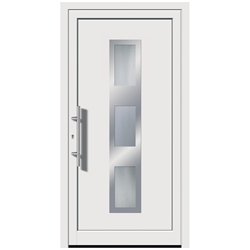 Aluminium Füllung 3304 900x2000x28mm RAL9016 weiß, Glas: Satinato / VSG, Ug 1.1 Edelstahlrahmen beidseitig