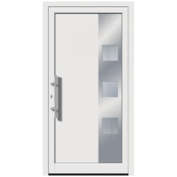 Aluminium Füllung 3321 900x2000x28mm RAL9016 weiß, Glas: Satinato / VSG, Ug 1.1 Edelstahlrahmen beidseitig