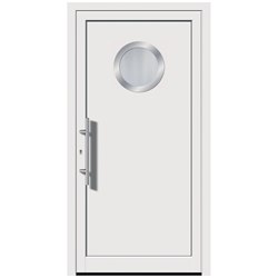 Aluminium Füllung 3323 900x2000x28mm RAL9016 weiß, Glas: Satinato / VSG, Ug 1.1 Edelstahlrahmen beidseitig