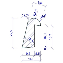 Prüm Glasleistensatz CPL Esche-Weiss für TB 1985x860mm, 540x1425mm