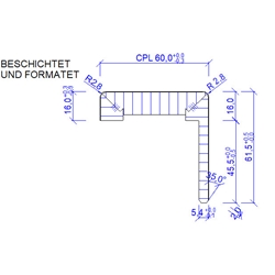 Prüm Zierbekleidung VF RFKR 860x1985mm CPL Touch-Whiteline mit 20mm verlängerter Feder