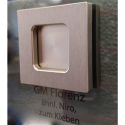 Erkelenz Griffmuschel Florenz zum kleben, Edelstahloptik, eckig 75mm