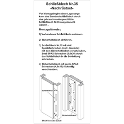 Prüm Schließblech mit Halteplatte Nr.35 vernickelt, DIN Rechts